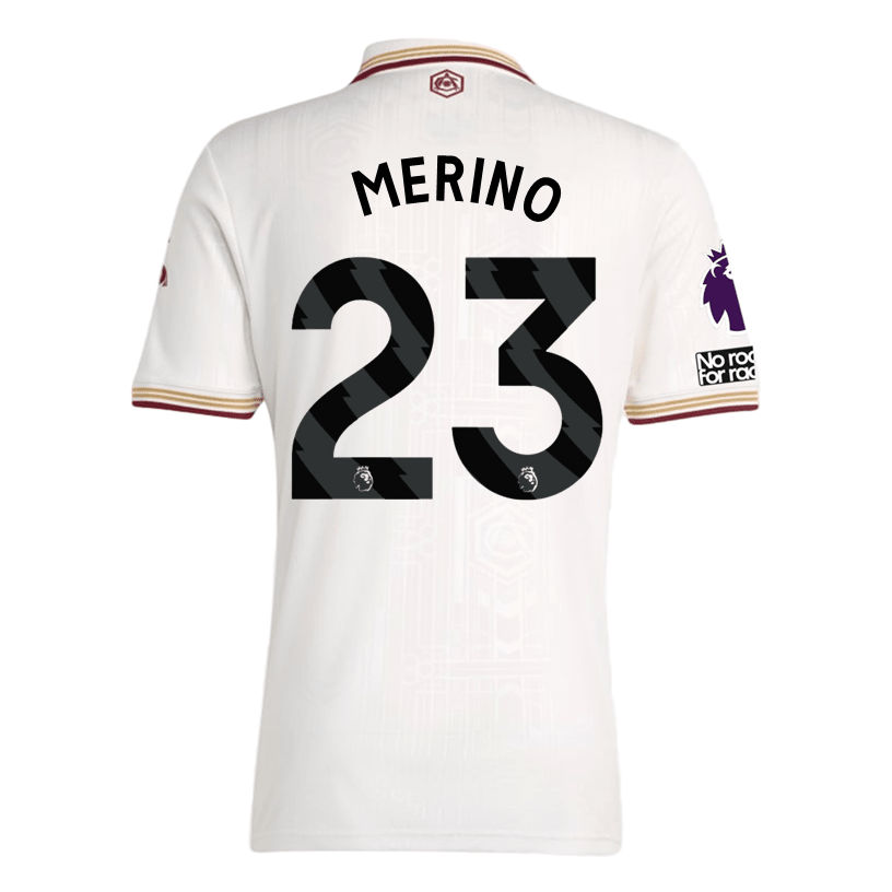 adidas Merino Men's Arsenal FC Third Jersey 25/26 w/ NRFR + EPL Patches (White/Burgundy) | SoccerWearhouse