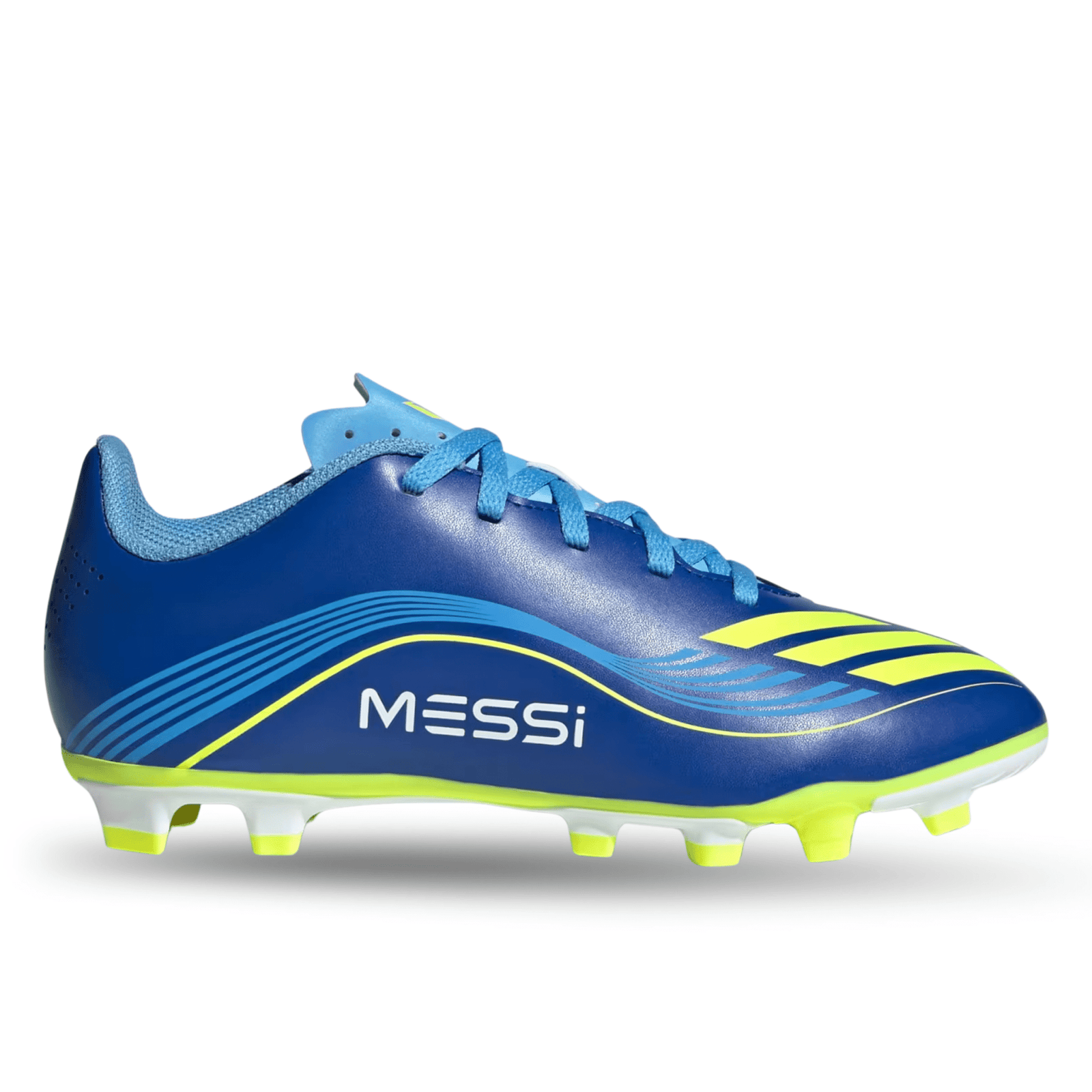 adidas Messi F50 Club Firm Ground/Multi Ground Junior Soccer Cleats (Royal Blue/Solar Yellow) | SoccerWearhouse