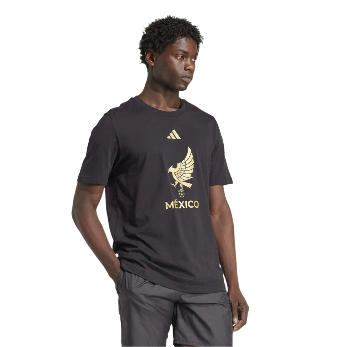adidas Mexico 2025 DNA T-Shirt (Black/Gold) | SoccerWearhouse