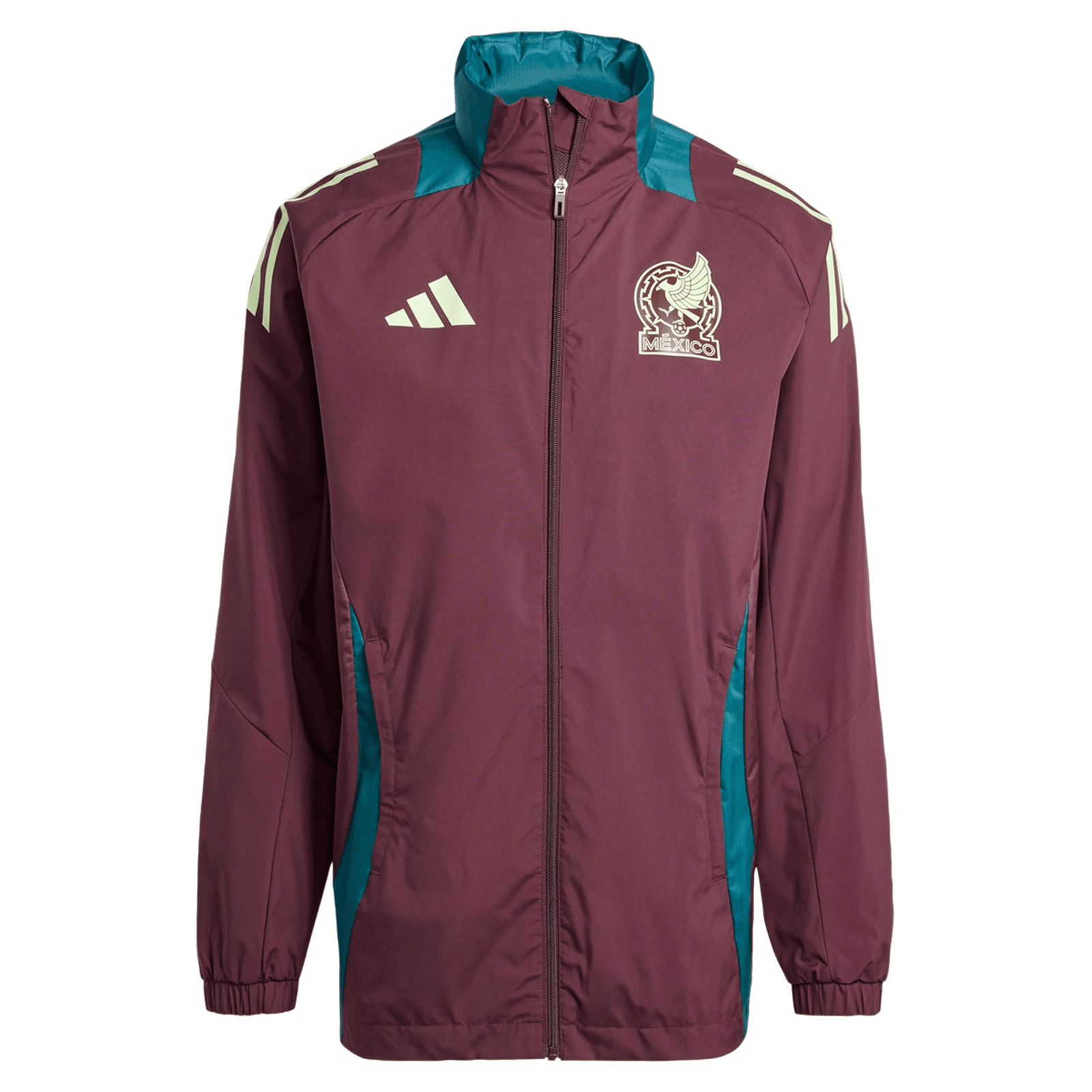 adidas Mexico All Weather Jacket 24/25 (Burgundy/Dark Green) | SoccerWearhouse