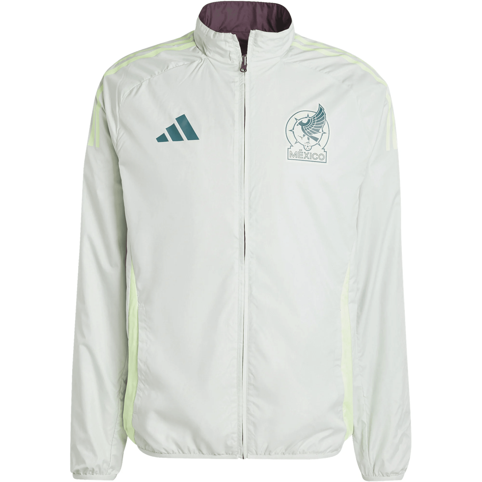 adidas Mexico Anthem Jacket 2024 (Dark Burgundy/Linen Green) | SoccerWearhouse