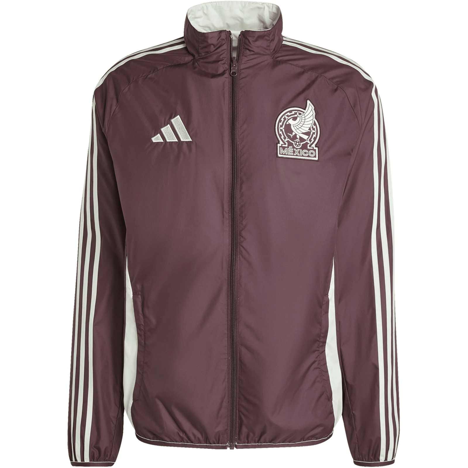 adidas Mexico Anthem Jacket 2024 (Dark Burgundy/Linen Green) | SoccerWearhouse