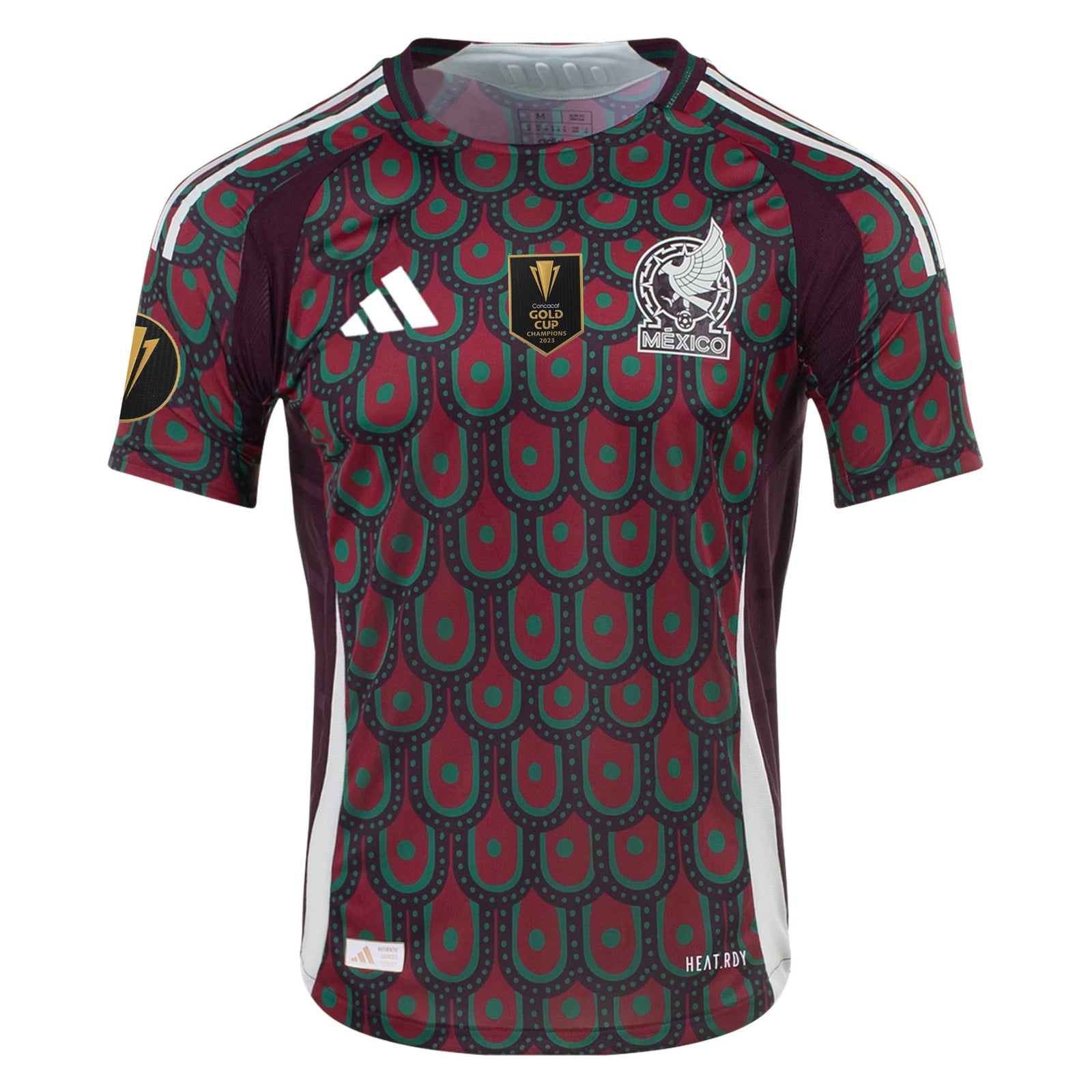 adidas Mexico Authentic Home Jersey 24/25 w/ Gold Cup 2025 Patches (Multicolor) | SoccerWearhouse