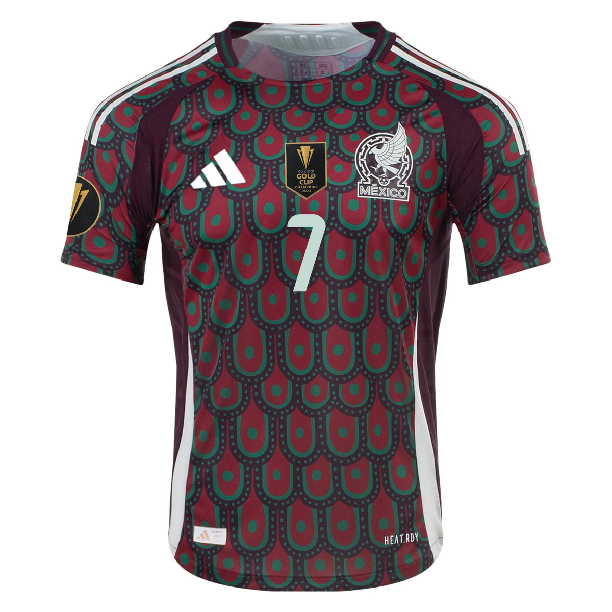 adidas Mexico Gilberto Mora Home Jersey 24/25 w/ Gold Cup 2025 Patches (Multicolor) | SoccerWearhouse