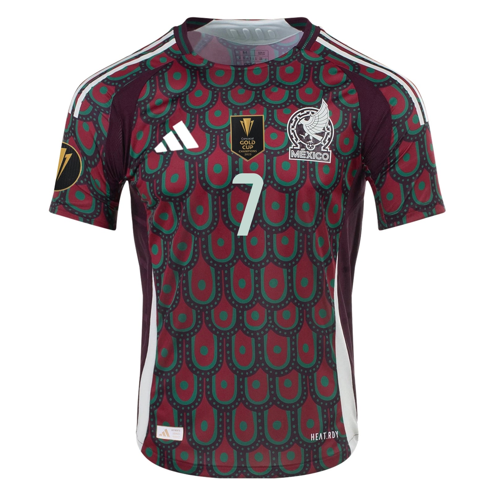 adidas Mexico Gilberto Mora Home Jersey 24/25 w/ Gold Cup 2025 Patches (Multicolor) | SoccerWearhouse