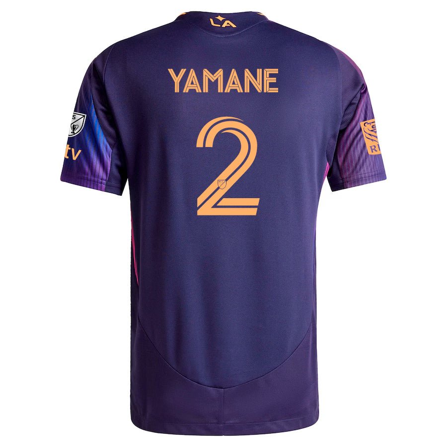 adidas Miki Yamane LA Galaxy Authentic Away Jersey w/ MLS + Apple TV + RBC Sponsor 25/26 (Purple) | SoccerWearhouse