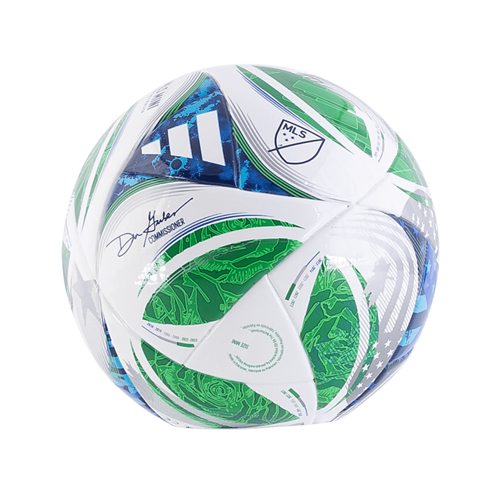 adidas MLS Mini Soccer Ball 2025 (White/Green/Blue) | SoccerWearhouse