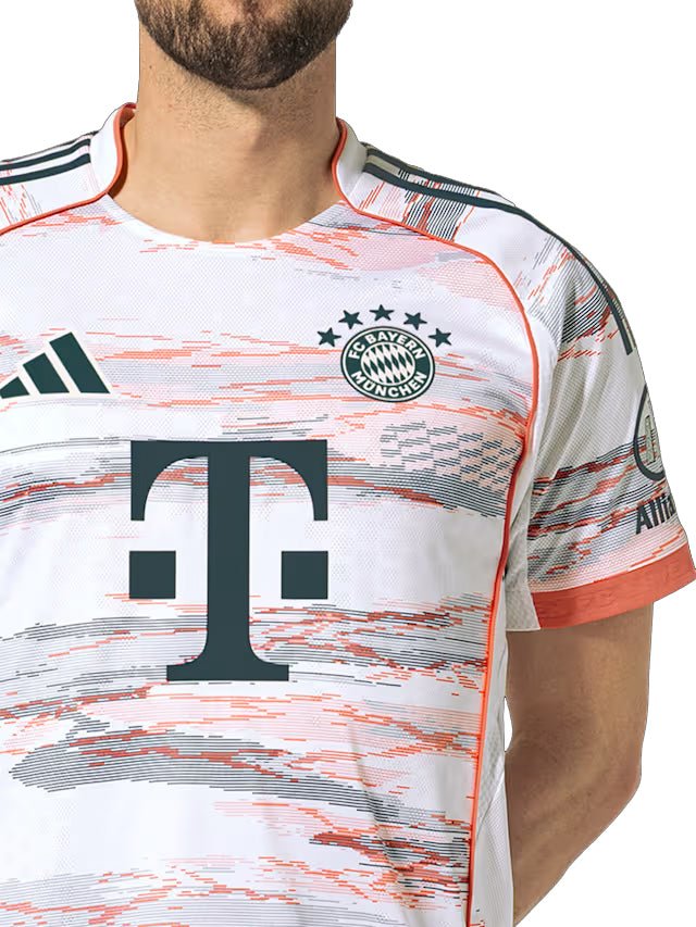 adidas Muller Special Authentic Away Jersey 25/26 w/ Sponsor + Meister Bundesliga Patch (White/Red) | SoccerWearhouse