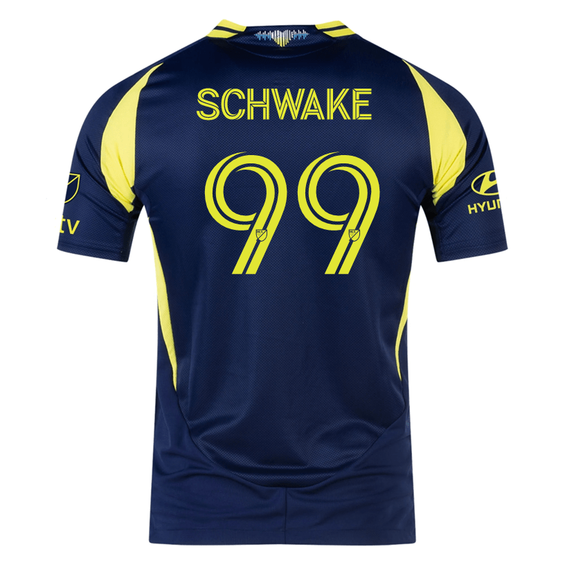 adidas Nashville Authentic Brian Schwake Away Jersey w/ MLS + Apple TV 25/26 (Tena Blue) | SoccerWearhouse