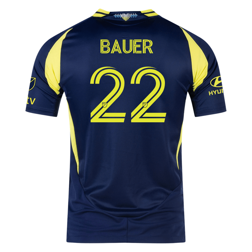 adidas Nashville Authentic Josh Bauer Away Jersey w/ MLS + Apple TV 25/26 (Tena Blue) | SoccerWearhouse