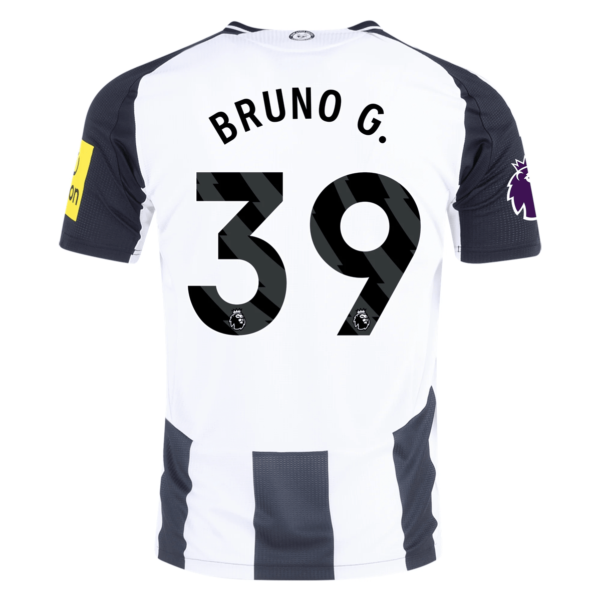 Adidas Newcastle United Authentic Bruno Guimarães Home Jersey w/ EPL Patch 24/25 (Black/White) | SoccerWearhouse