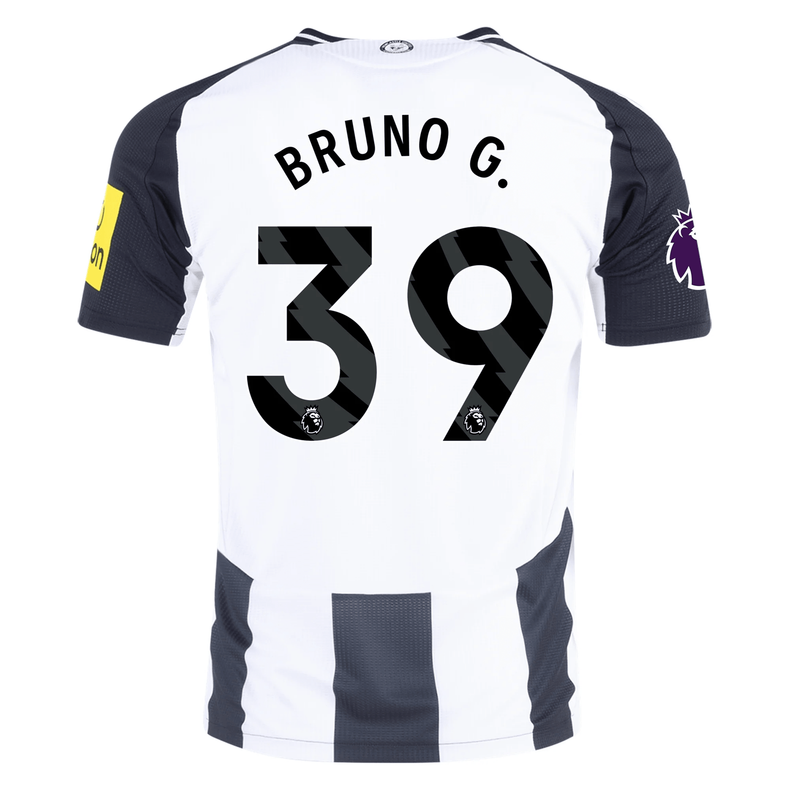 Adidas Newcastle United Authentic Bruno Guimarães Home Jersey w/ EPL Patch 24/25 (Black/White) | SoccerWearhouse