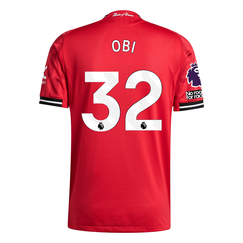 adidas Obi Men's Manchester United Authentic Home Jersey 25/26 w/ NRFR + EPL Patch (Red) | SoccerWearhouse