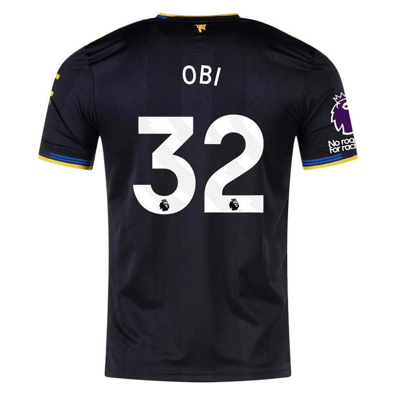 adidas Obi Men's Manchester United Authentic Third Jersey 25/26 w/ NRFR + EPL Patches (Black) | SoccerWearhouse