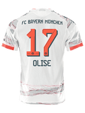 adidas Olise Authentic Away Jersey 25/26 w/ Sponsor + Meister Bundesliga Patch (White/Red)
