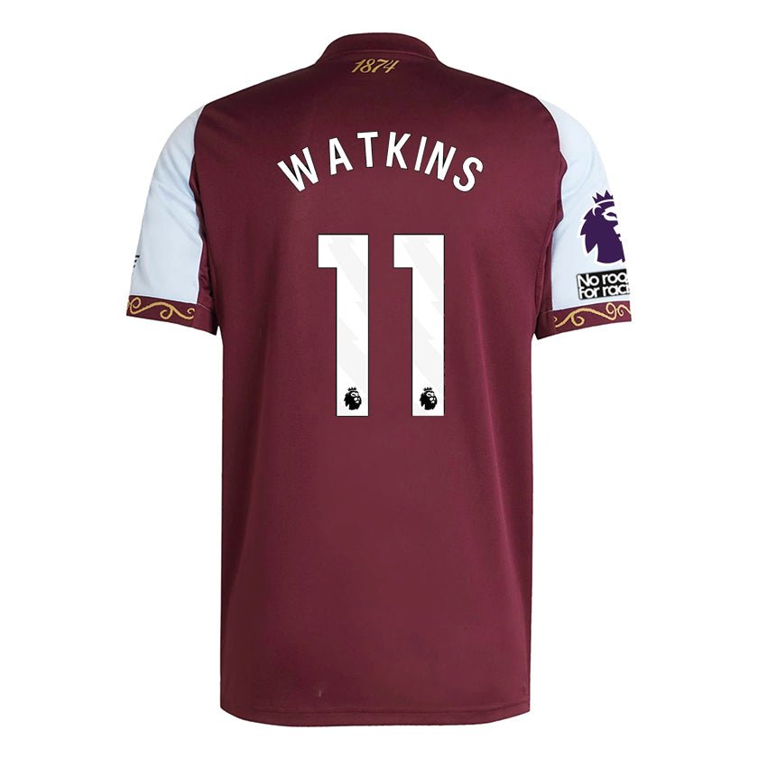 adidas Ollie Watkins Men's Aston Villa Home Jersey 25/26 w/ NRFR + EPL Patches (Maroon/Blue) | SoccerWearhouse