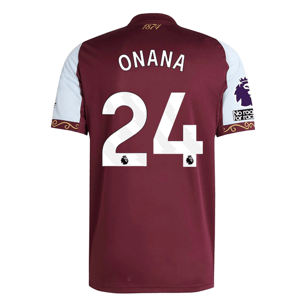 adidas Onana Men's Aston Villa Home Jersey 25/26 w/ NRFR + EPL Patches