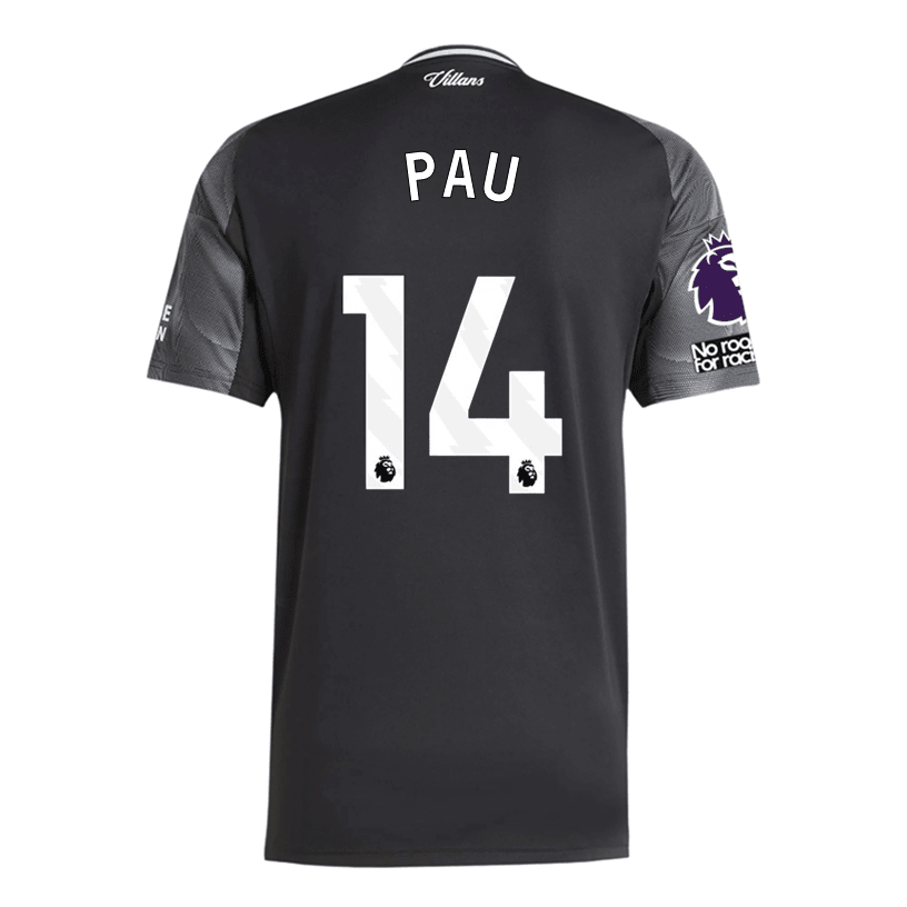 adidas Pau Men's Aston Villa 25/26 Away Jersey w/ EPL + NRFR Patches (Black/Global Blue) | SoccerWearhouse