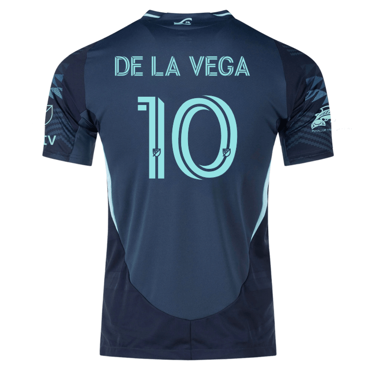 adidas Pedro De La Vega Seattle Sounders Authentic Away Jersey 25/26 w/ MLS Patches & Sponsor (Aura Ink) | SoccerWearhouse