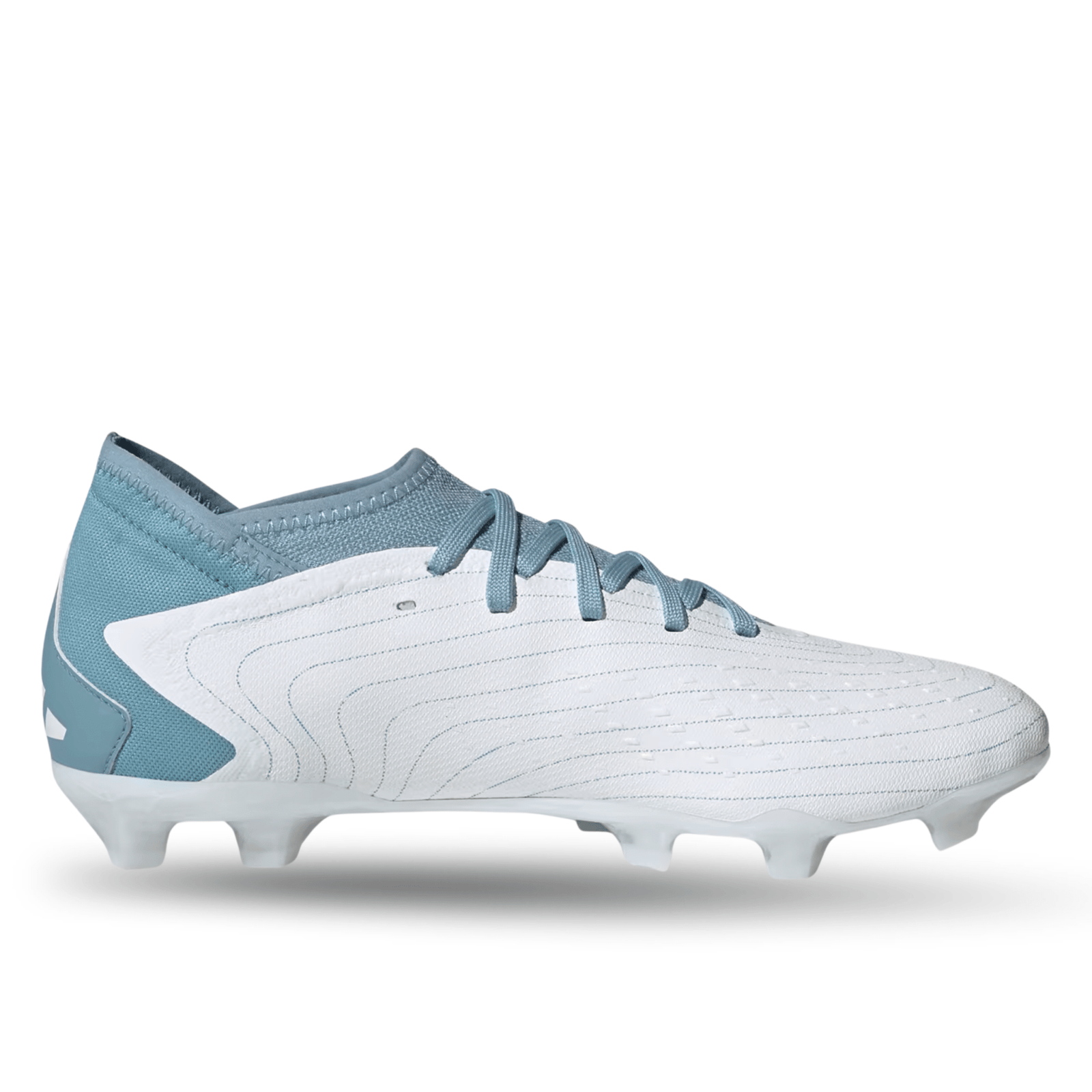 adidas Predator Accuracy.3 Firm Ground Soccer Cleats (White/Grey/Preloved Blue) | SoccerWearhouse