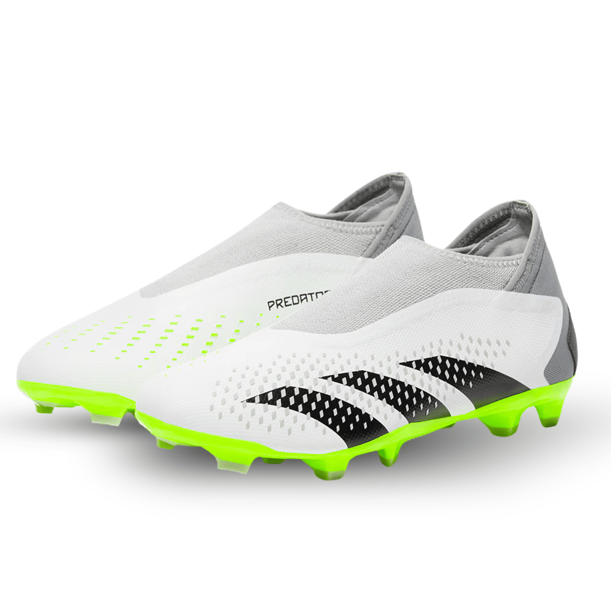 adidas Predator Accuracy.3 LL Laceless Firm Ground Soccer Cleats (White/Lucid Lemon) | SoccerWearhouse
