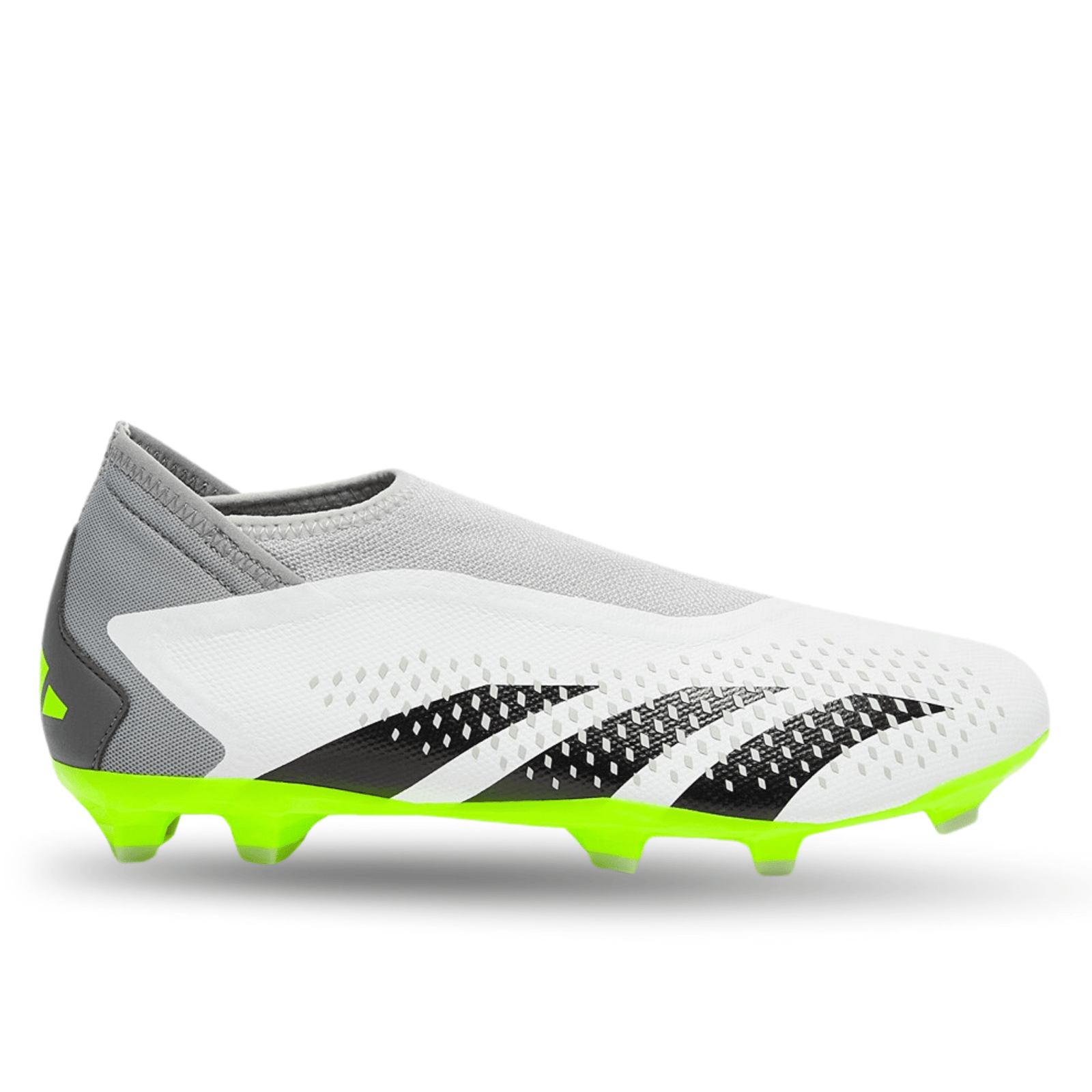 adidas Predator Accuracy.3 LL Laceless Firm Ground Soccer Cleats (White/Lucid Lemon) | SoccerWearhouse