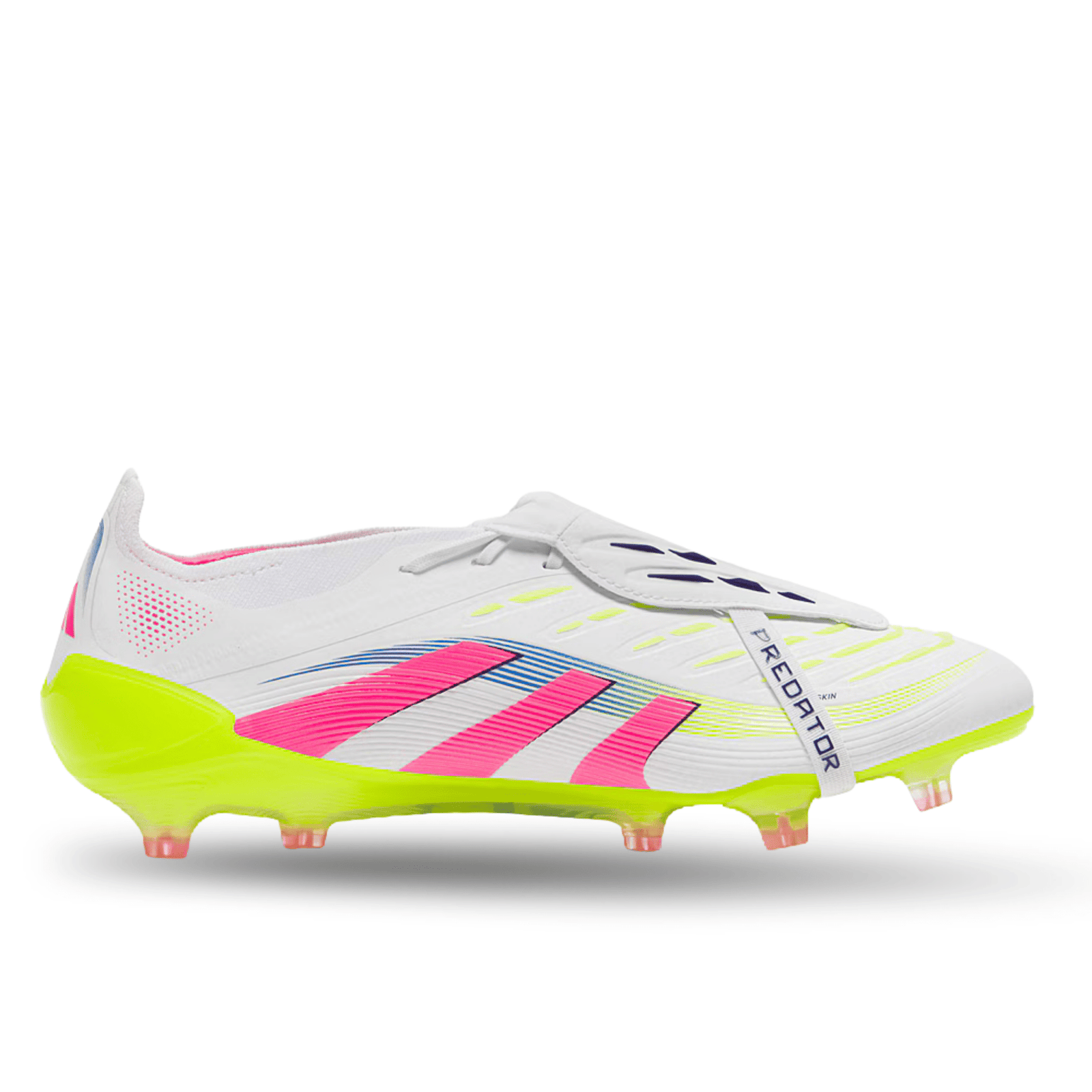 adidas Predator Elite FT Fold - over Tongue Firm Ground Soccer Cleats (White/Lucid Pink/Lucid Lemon) | SoccerWearhouse