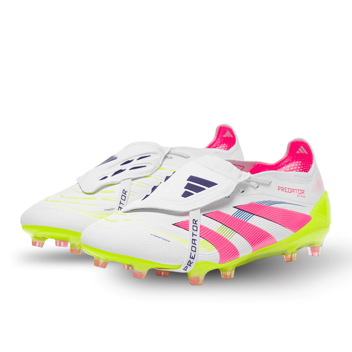 adidas Predator Elite FT Fold - over Tongue Firm Ground Soccer Cleats (White/Lucid Pink/Lucid Lemon) | SoccerWearhouse