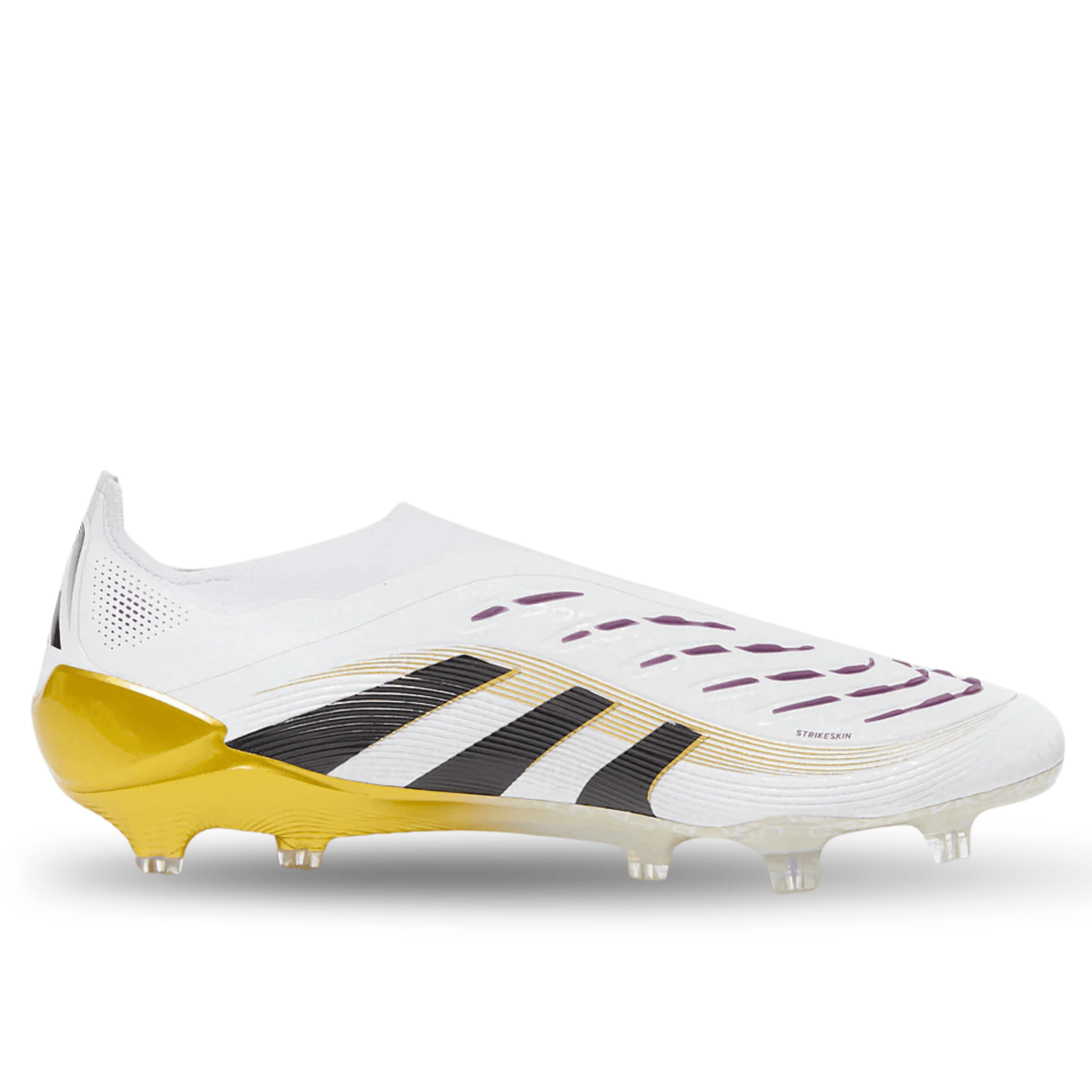 adidas Predator Elite Laceless Firm Ground Soccer Cleats (White/Black/Gold Metallic) | SoccerWearhouse