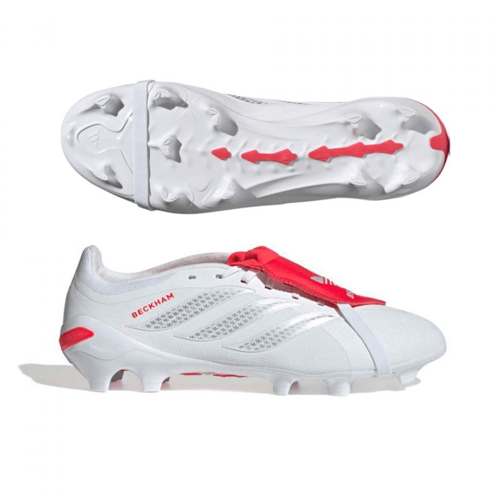 adidas Predator League FT David Beckham Firm Ground Soccer Cleats (White/Lucid Red) | SoccerWearhouse