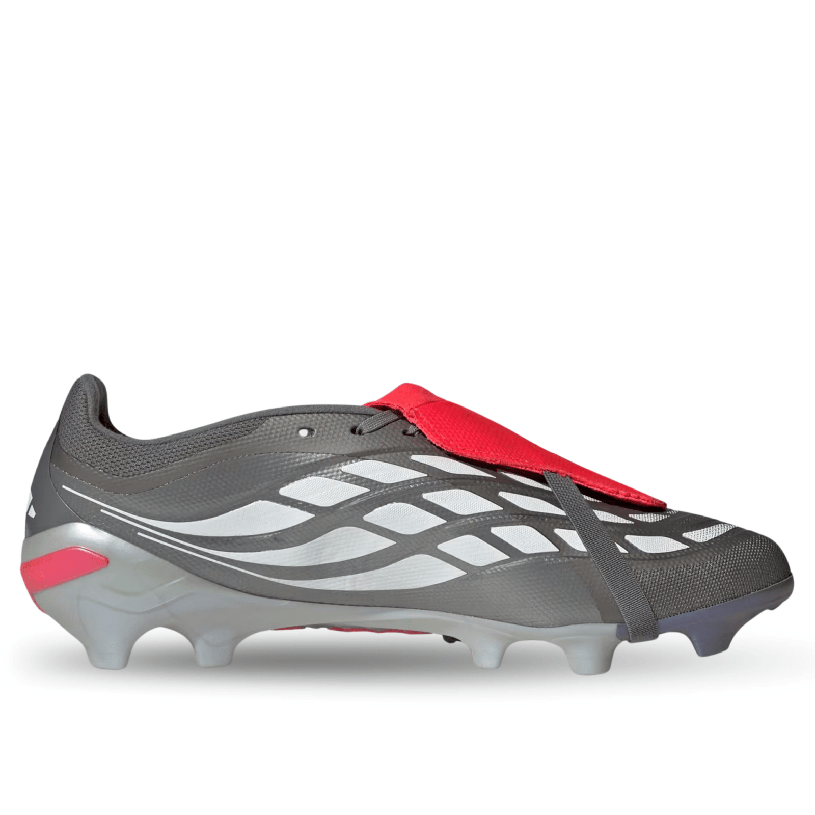 adidas Predator League FT Firm Ground Soccer Cleats (Iron Metallic/Zero Metallic/Lucid Red) | SoccerWearhouse