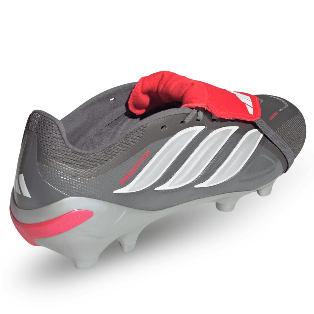 adidas Predator League FT Firm Ground Soccer Cleats (Iron Metallic/Zero Metallic/Lucid Red) | SoccerWearhouse
