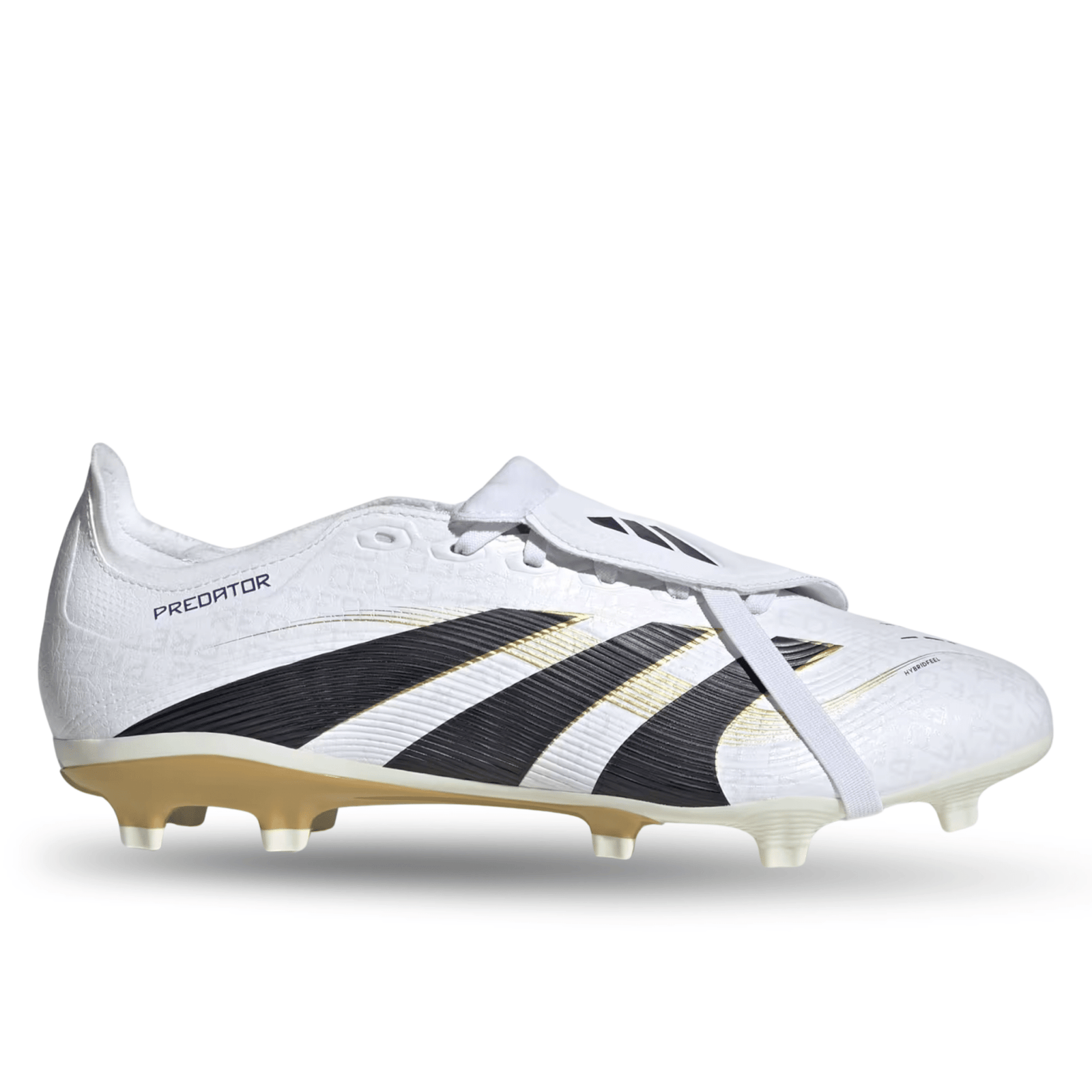 adidas Predator League FT Fold Tongue FG/MG Soccer Cleats (White/Black/Gold Metallic) | SoccerWearhouse