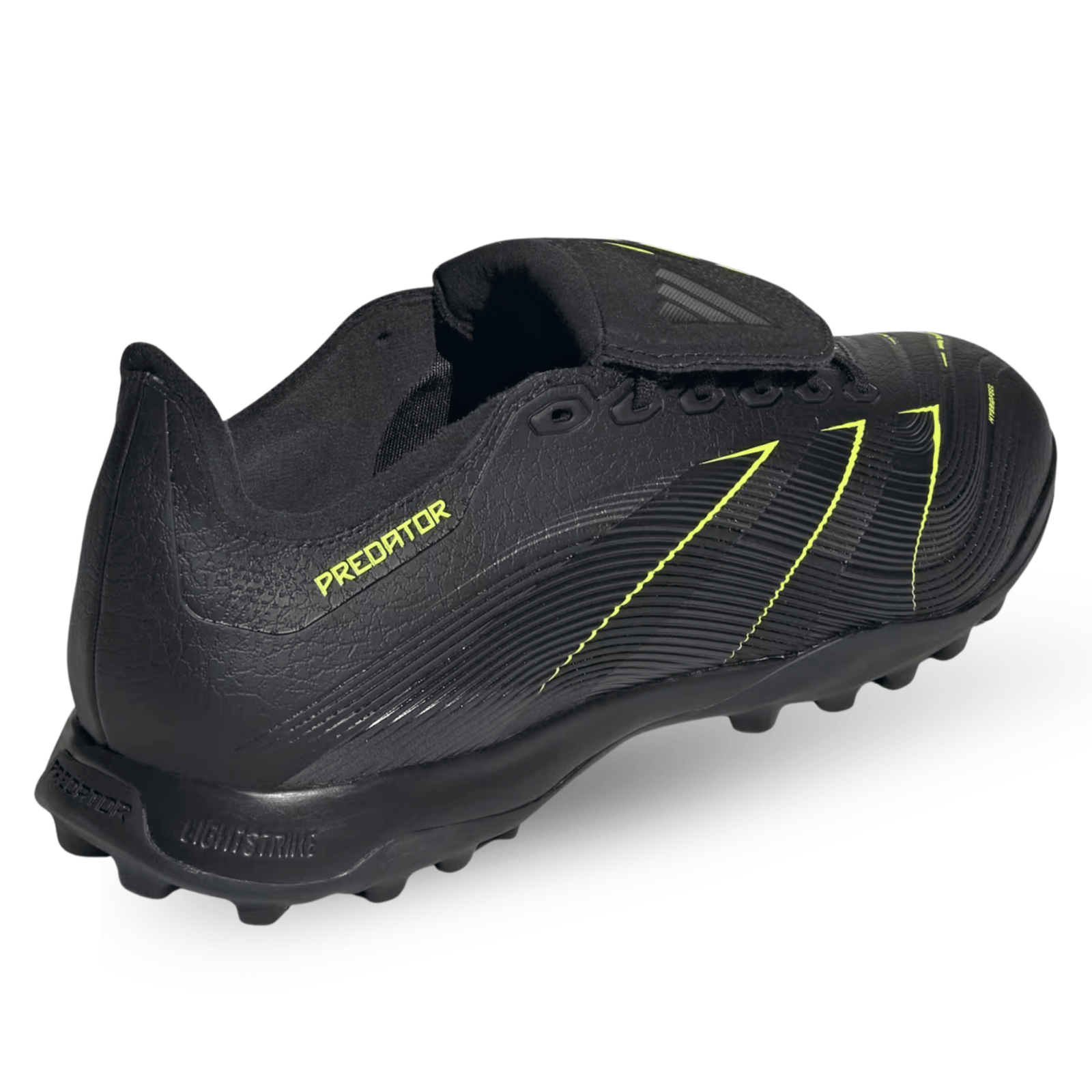 adidas Predator League Turf Firm Ground Soccer Cleats (Black/Iron Metallic/Lucid Lemon) | SoccerWearhouse