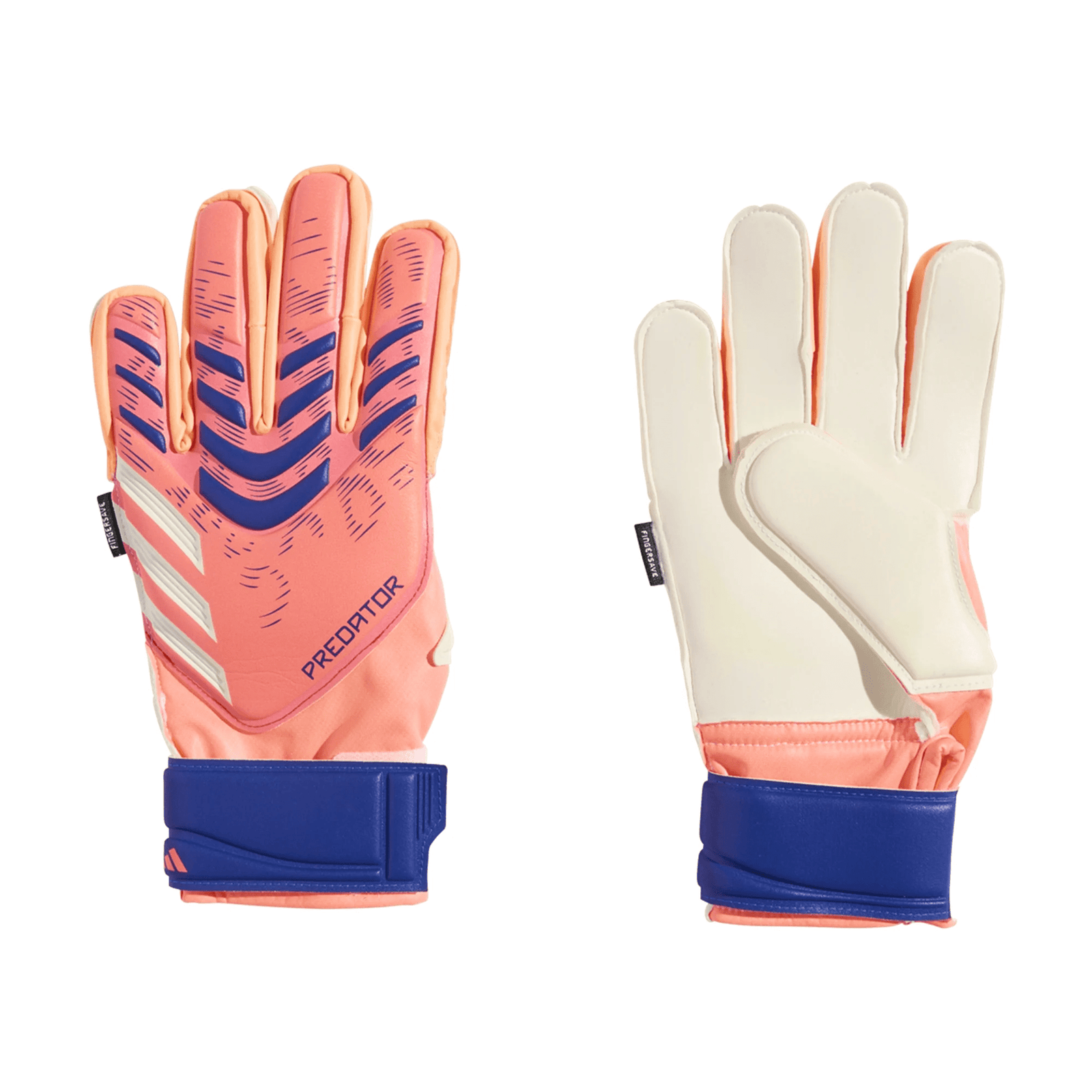 adidas Predator Match Fingersave Goalkeeper Glove Junior (Orange/White/Lucid Blue) | SoccerWearhouse