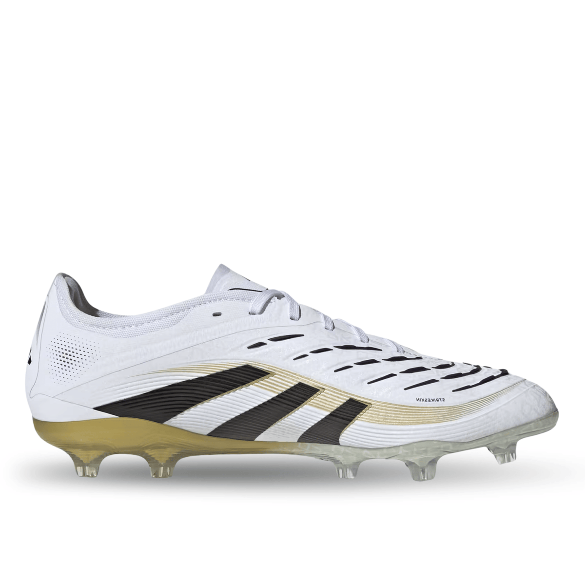 adidas Predator Pro Firm Ground Soccer Cleats (White/Black/Gold Metallic) | SoccerWearhouse