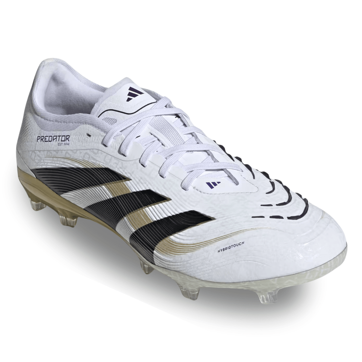 adidas Predator Pro Firm Ground Soccer Cleats (White/Black/Gold Metallic) | SoccerWearhouse