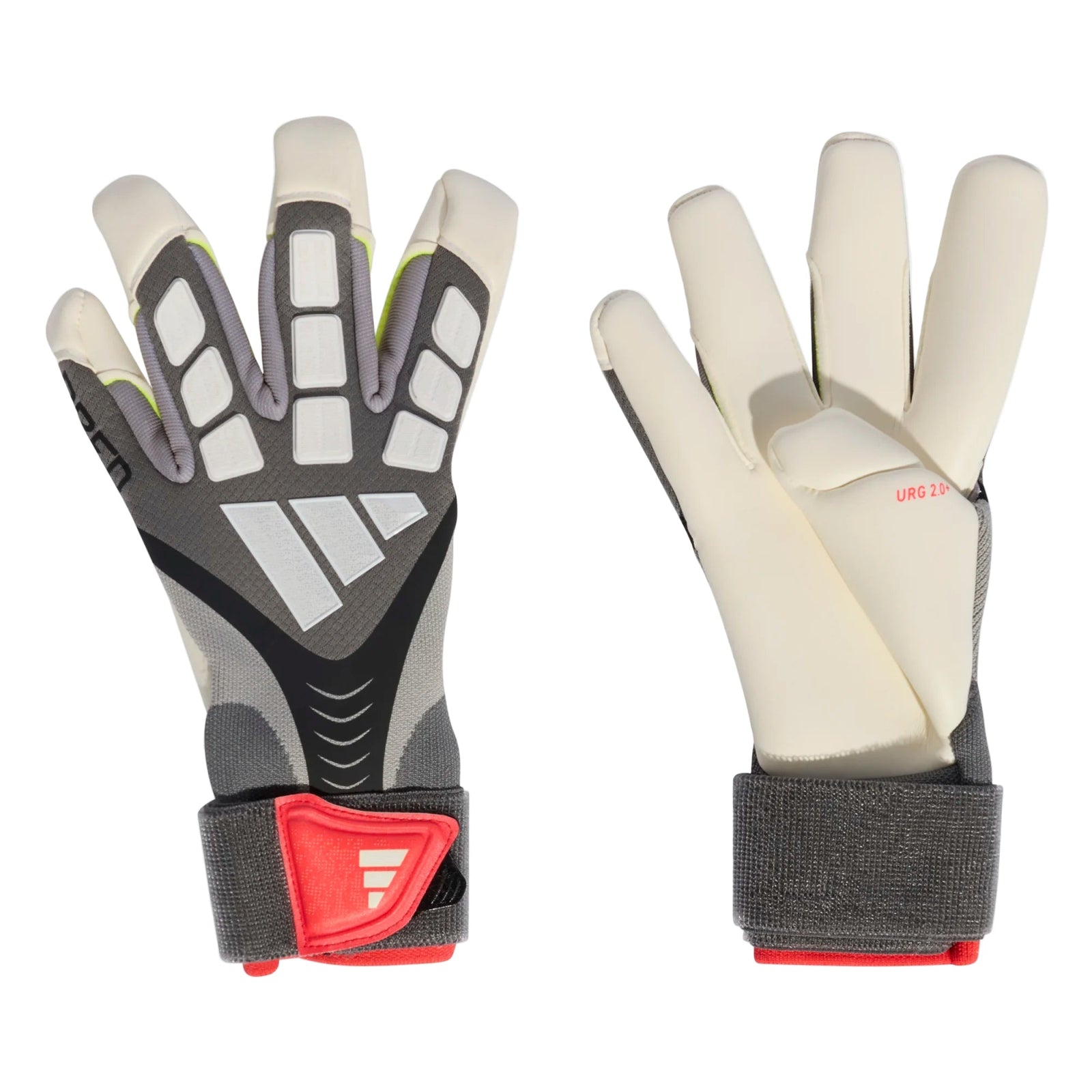 adidas Predator Pro Hybrid Strap Goalkeeper Gloves (Iron Metallic/Black/Lucid Red) | SoccerWearhouse