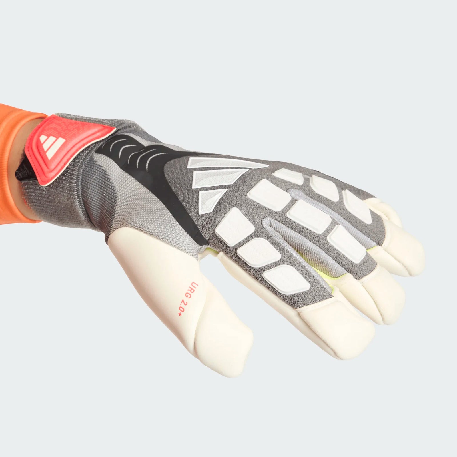 adidas Predator Pro Hybrid Strap Goalkeeper Gloves (Iron Metallic/Black/Lucid Red) | SoccerWearhouse
