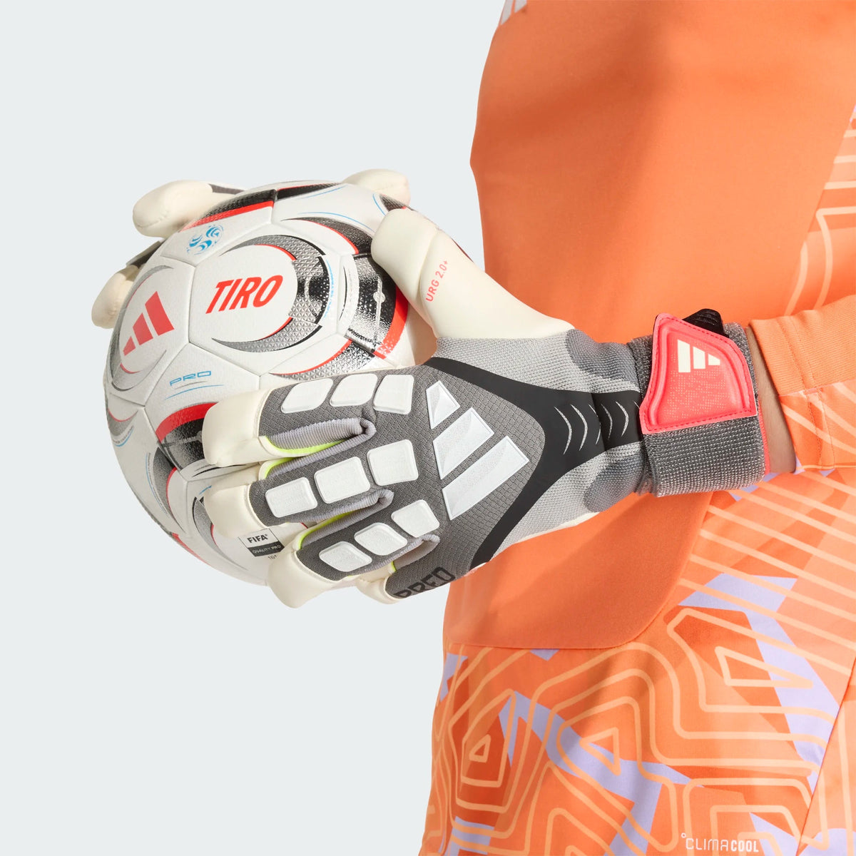 adidas Predator Pro Hybrid Strap Goalkeeper Gloves (Iron Metallic/Black/Lucid Red) | SoccerWearhouse
