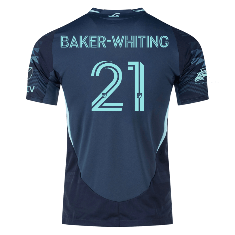 adidas R. Baker - Whiting Seattle Sounders Authentic Away Jersey 25/26 w/ MLS Patches & Sponsor (Aura Ink) | SoccerWearhouse