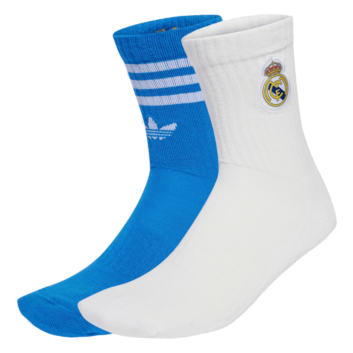 adidas Real Madrid 2 Pair Crew Socks (White/Blue) | SoccerWearhouse