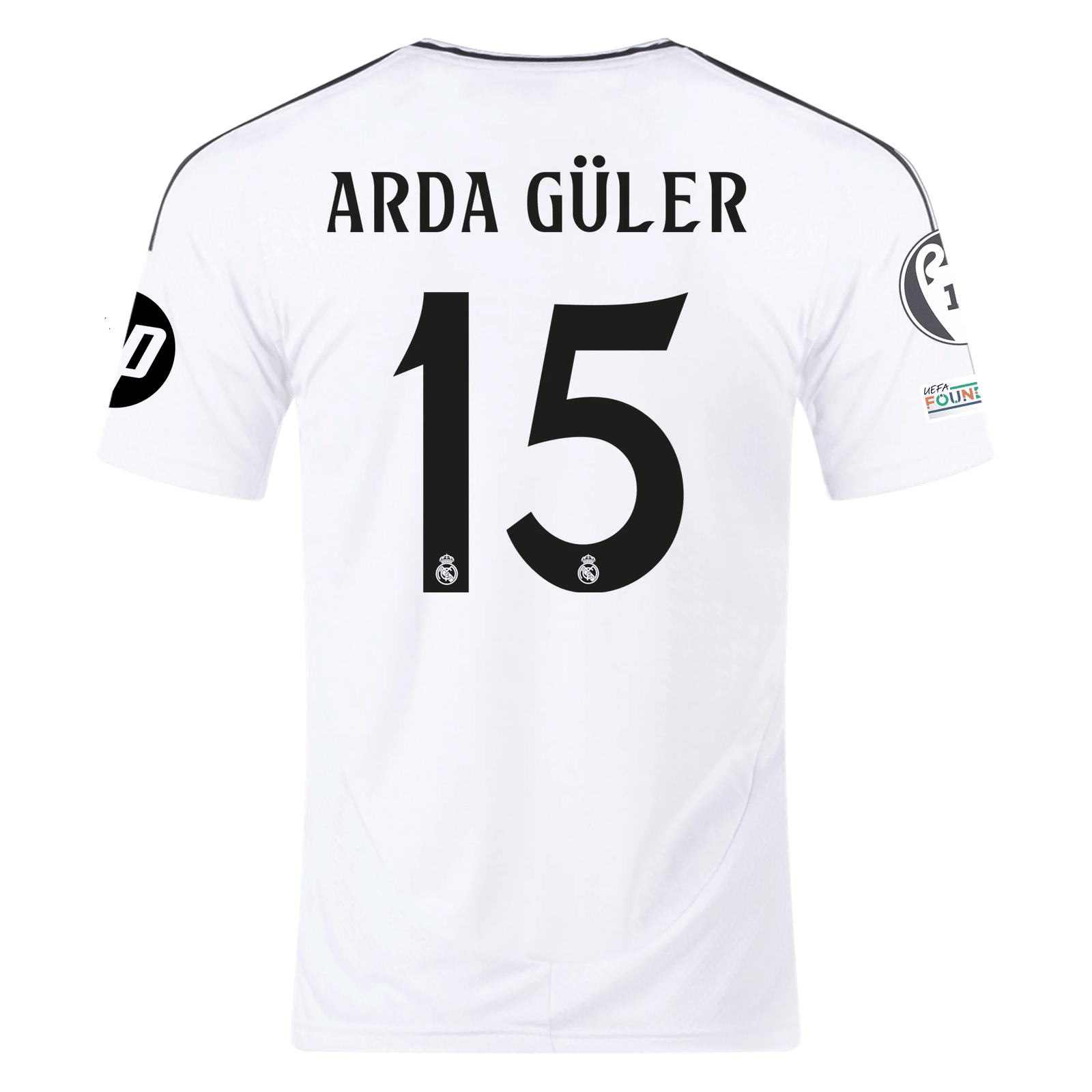 adidas Real Madrid Arda Guler Home Jersey 24/25 w/ Champions League Patches (White/Black) | SoccerWearhouse