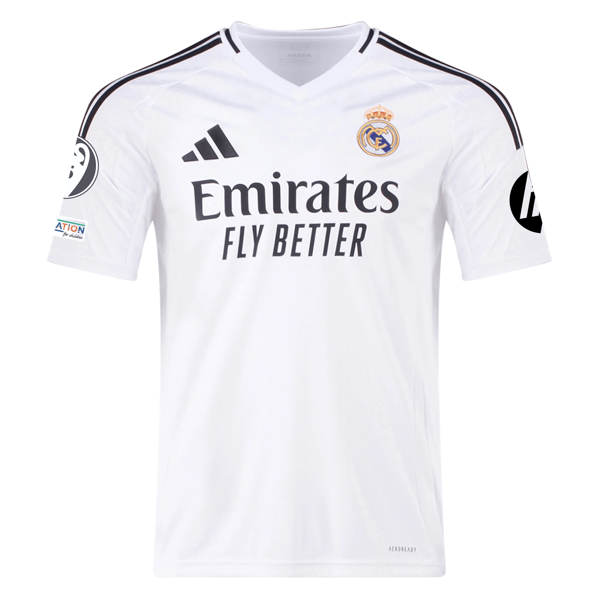 adidas Real Madrid Aurélien Tchouaméni Home Jersey 24/25 w/ Champions League Patches (White/Black) | SoccerWearhouse