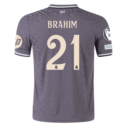 adidas Real Madrid Authentic Brahim Diaz Third Jersey w/ Champions League Patches 24/25 (Charcoal) - XXL