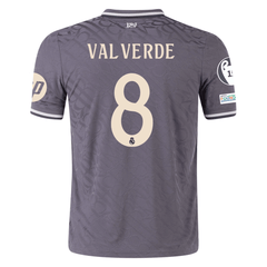 adidas Real Madrid Authentic Federico Valverde Third Jersey w/ Champio