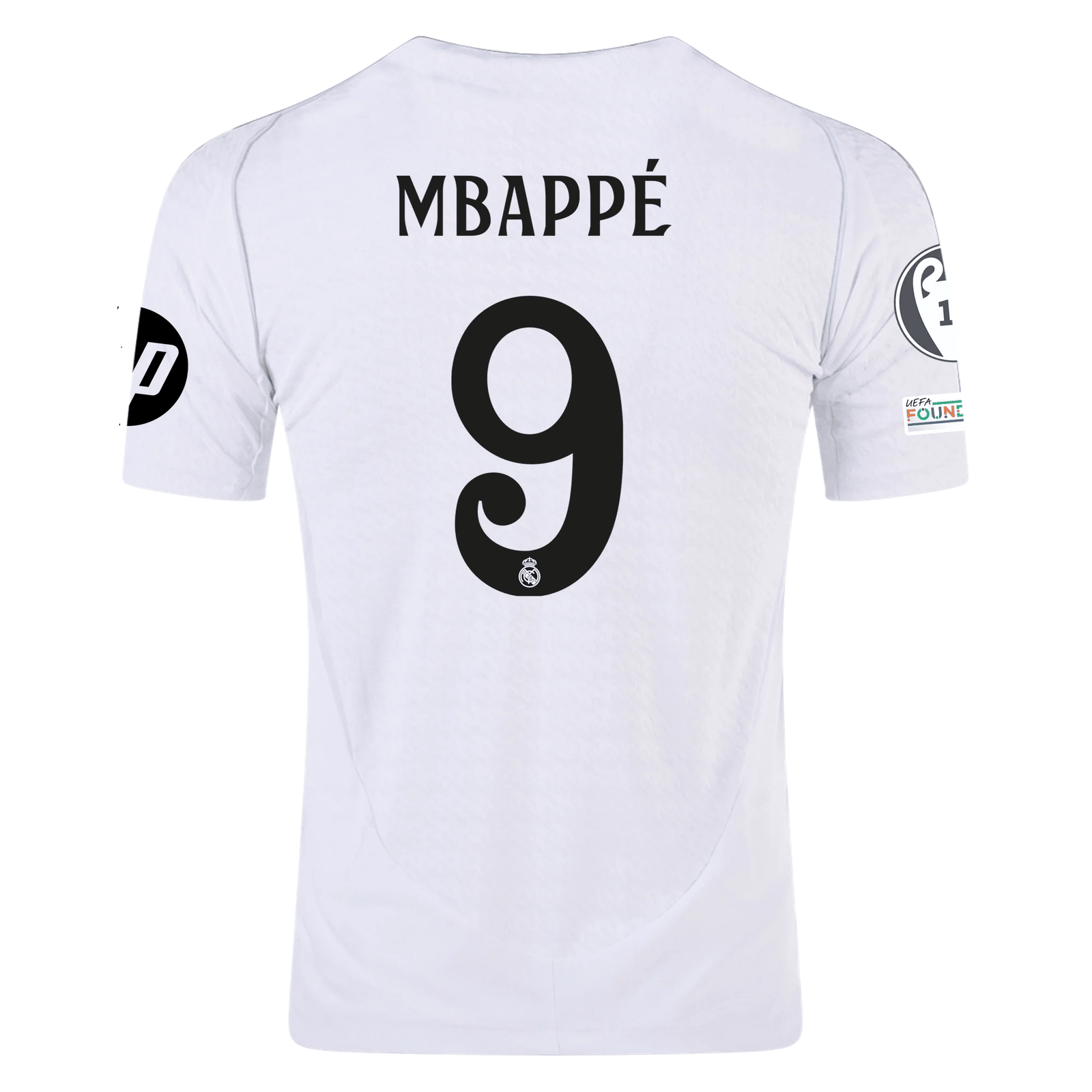 adidas Real Madrid Authentic Kylian Mbappe Home Jersey w/ Champions League Patches 24/25 (White/Black) | SoccerWearhouse