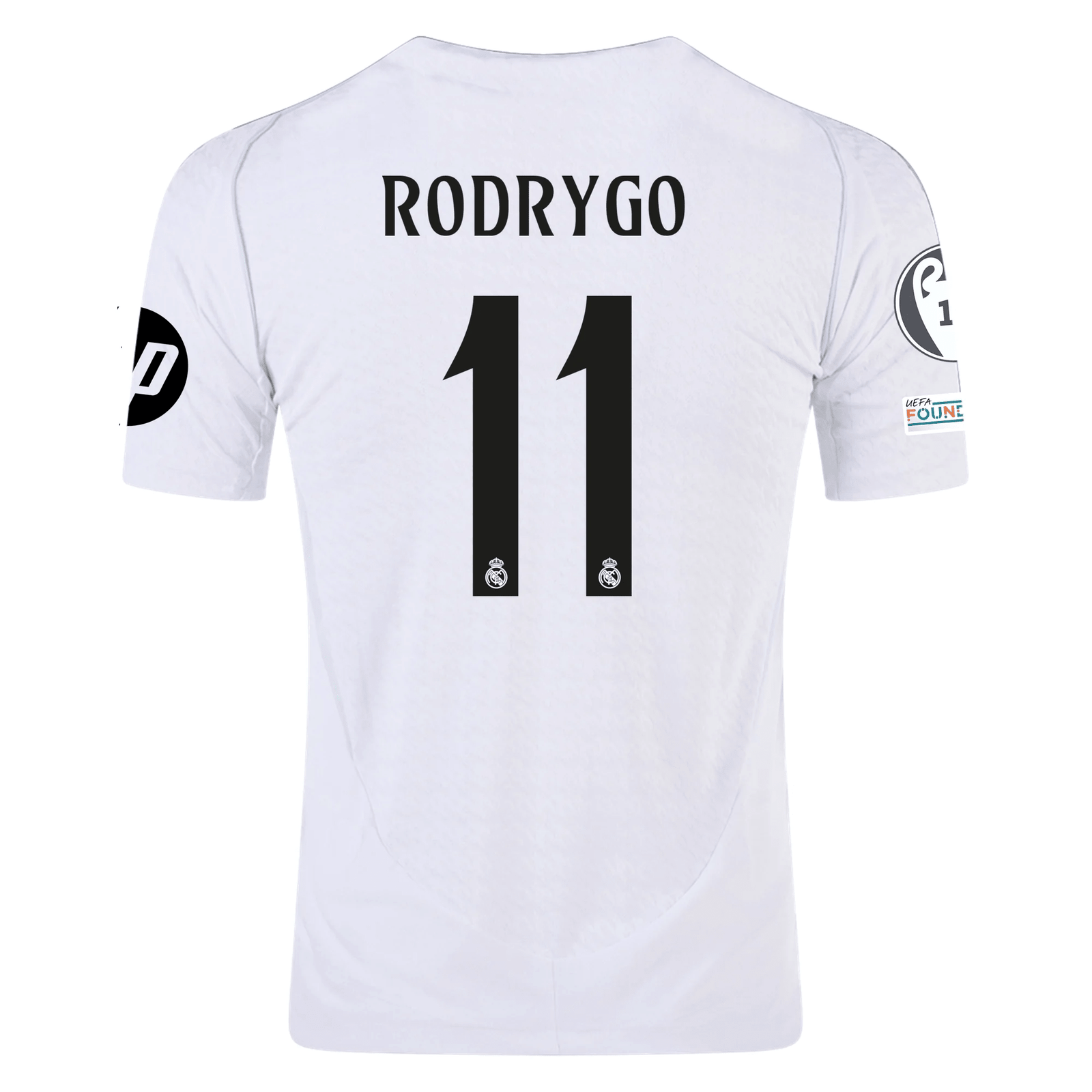 adidas Real Madrid Authentic Rodrygo Home Jersey w/ Champions League Patches 24/25 (White/Black) | SoccerWearhouse