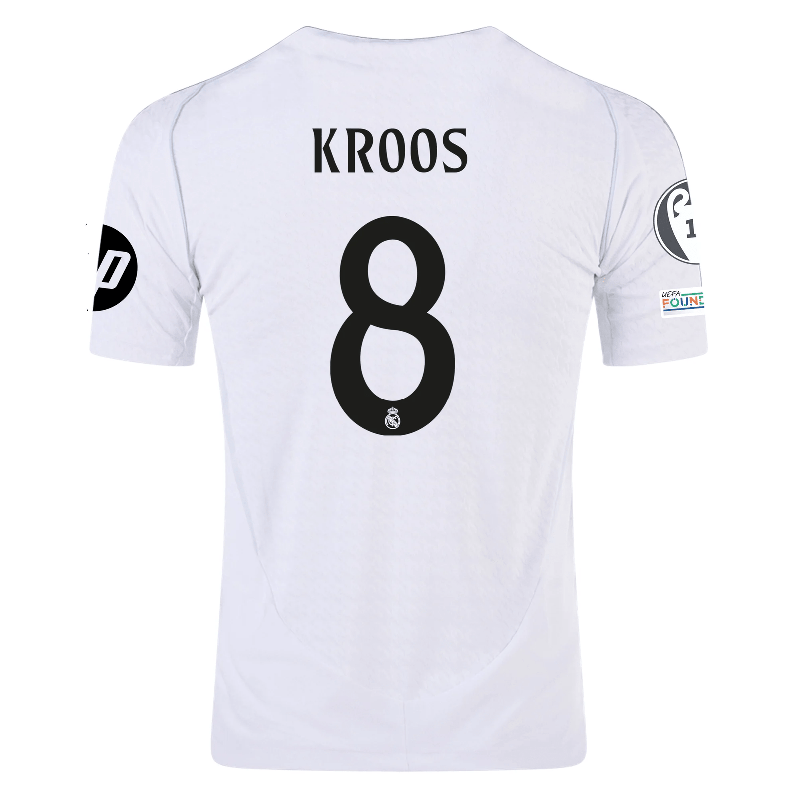 adidas Real Madrid Authentic Toni Kroos Home Jersey w/ Champions League Patches 24/25 (White/Black) | SoccerWearhouse