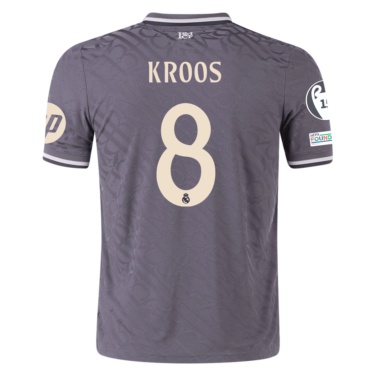 adidas Real Madrid Authentic Toni Kroos Third Jersey w/ Champions League Patches 24/25 (Charcoal) | SoccerWearhouse